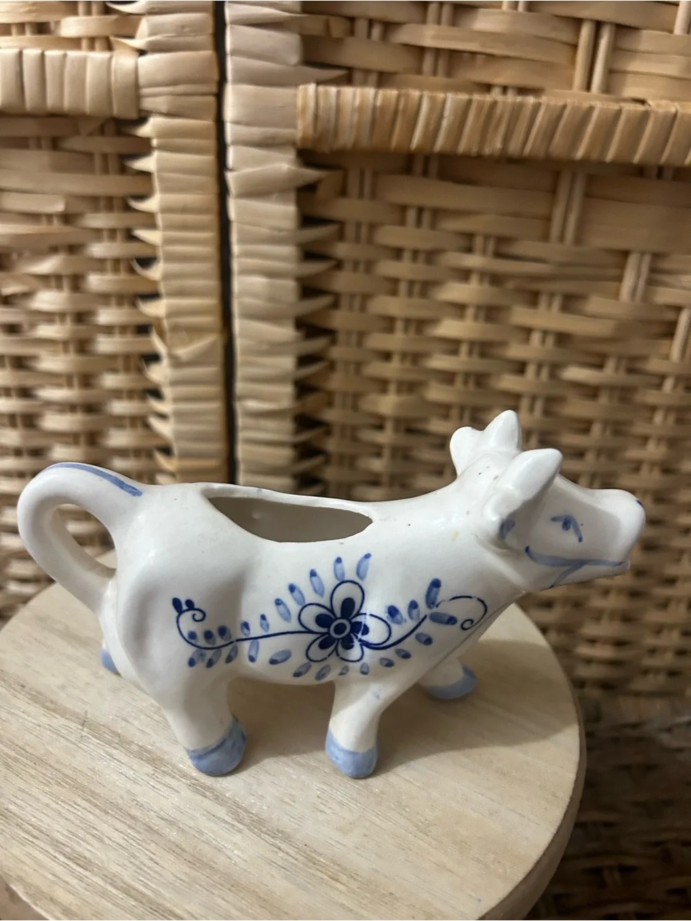 VTG Delft Style Blue & White Cow Creamer Pitcher